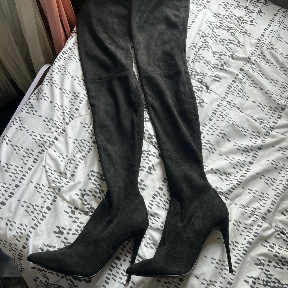 Black thigh high Steve Madden boots, size 8.5